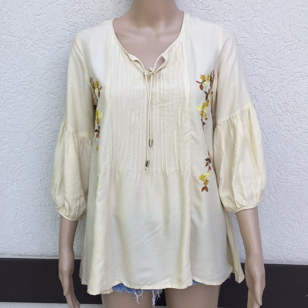 Mineral peasant top beige small cottagecore